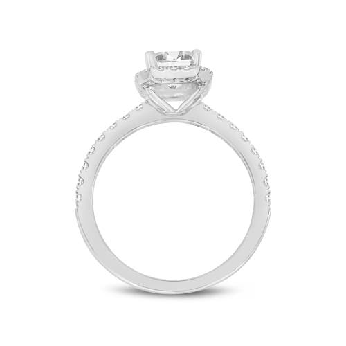 Luvmyjewelry Basma 14k White Gold Radiant Cut Lab Grown Diamond Halo Engagement Ring In 14k White Gold