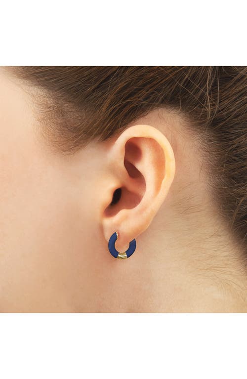 Central Park Tubular Enamel Hoop Earrings In Matte Navy