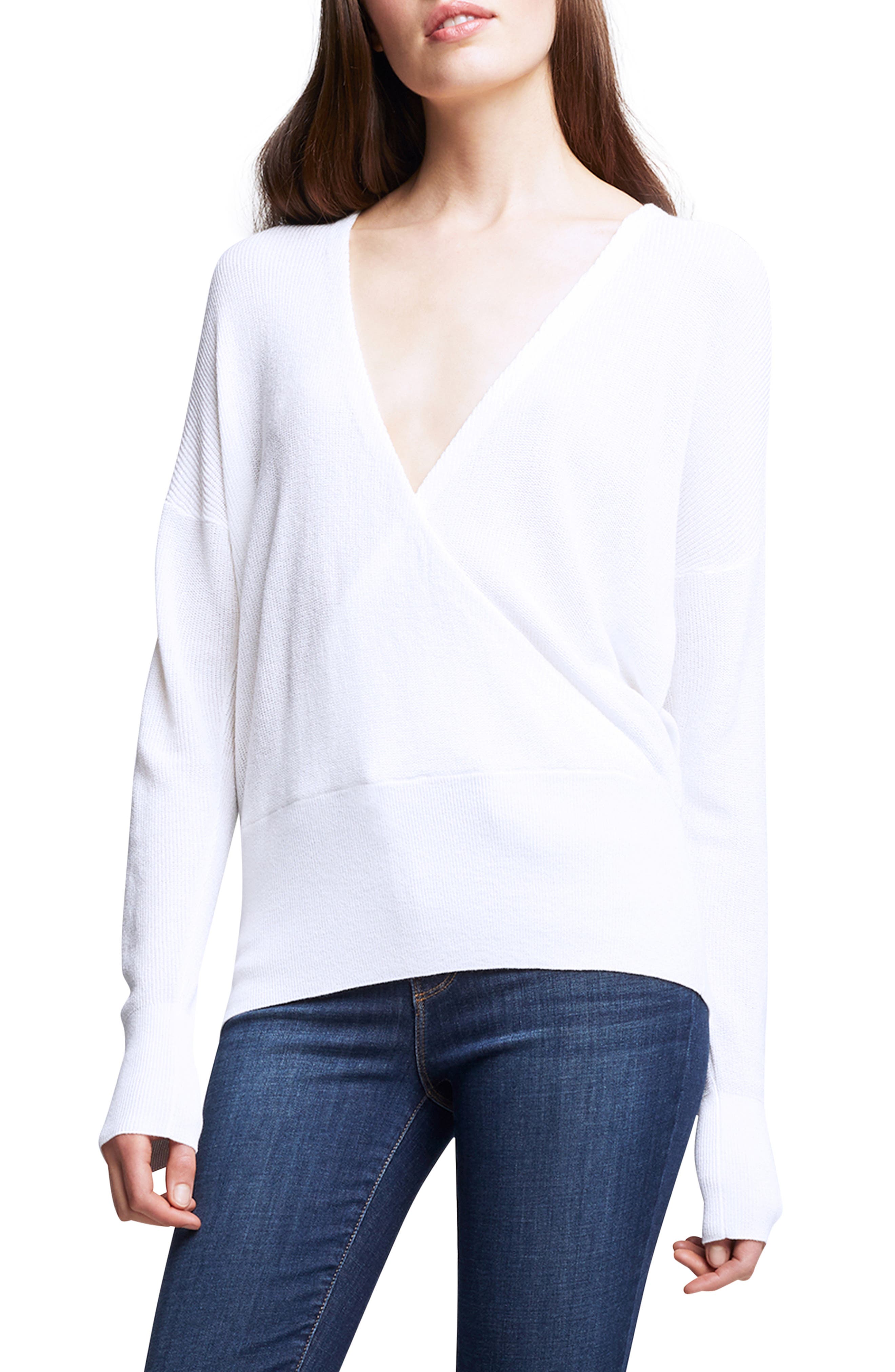 L'AGENCE Blair Surplice Pullover in Ivory