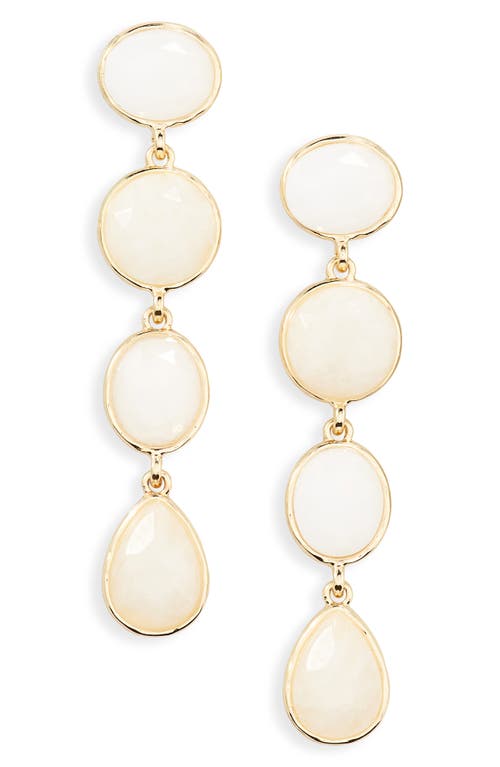 Mixed Stone Linear Drop Earrings in White- Gold