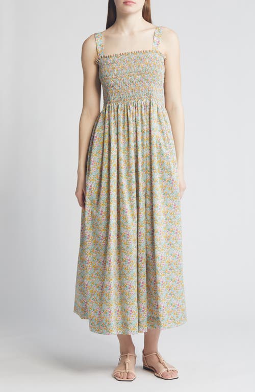 Voyage Floral Smocked Maxi Sundress in Green Multi