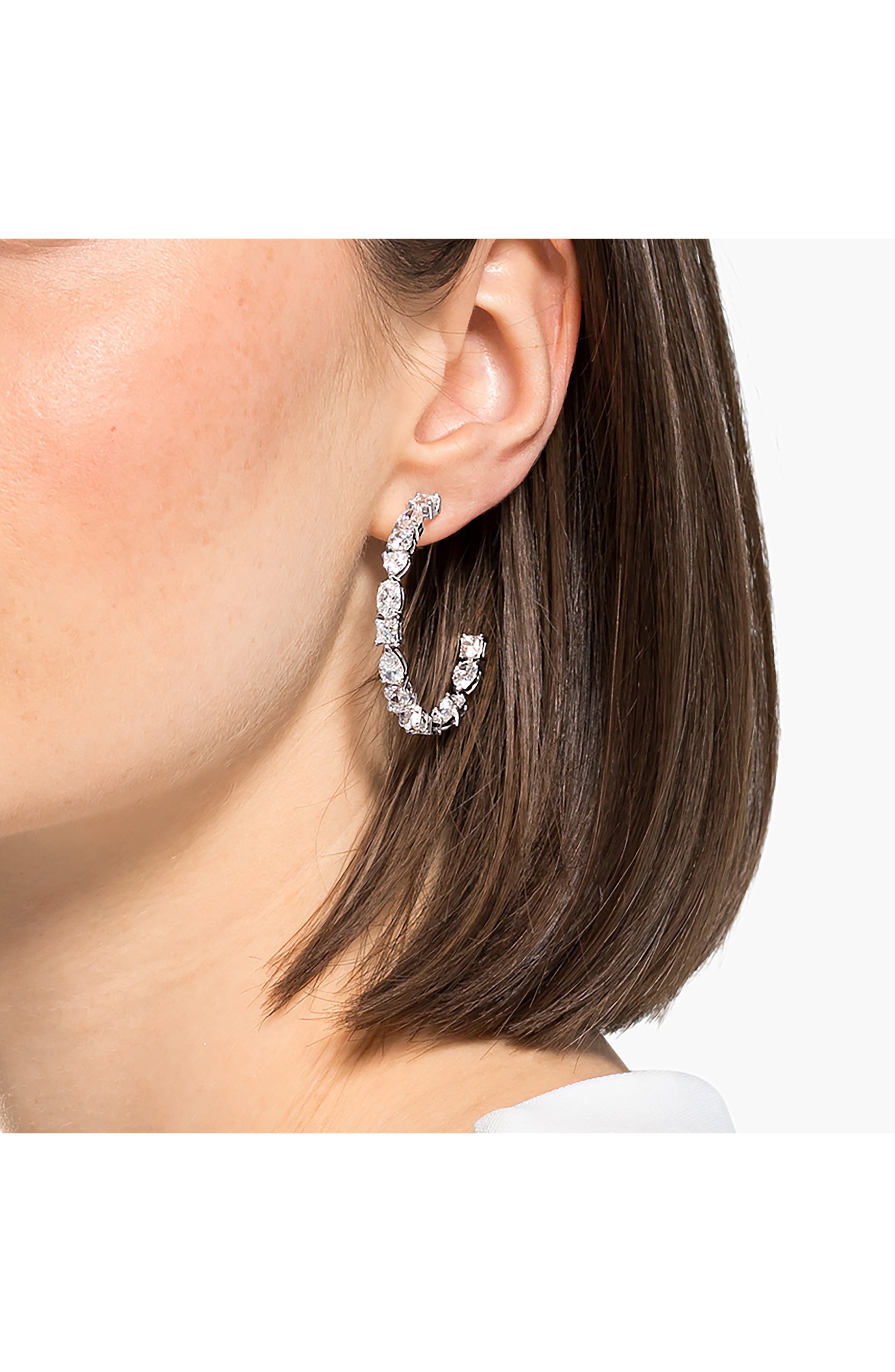 swarovski tennis hoop earrings