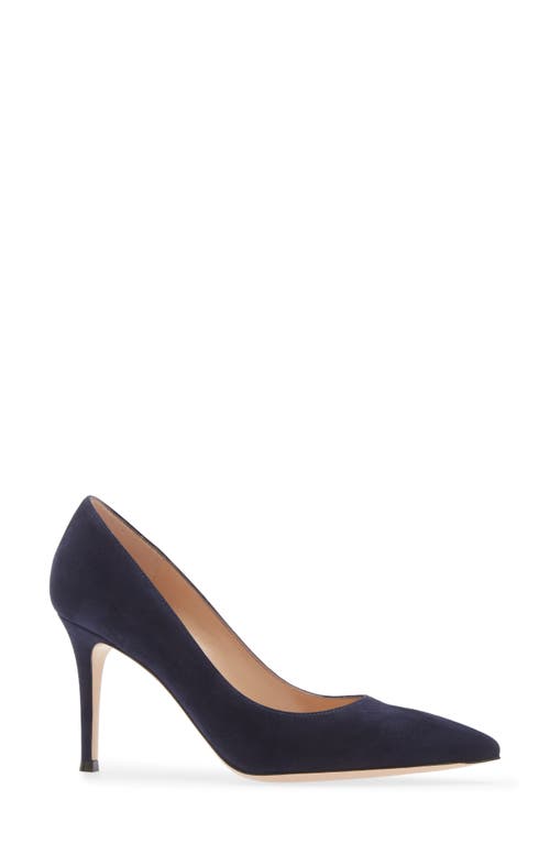 Gianvito Rossi Pointed Toe Pump In Denim Suede