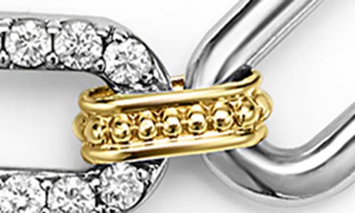 Lagos 18k Yellow Gold & Sterling Silver Signature Caviar Diamond Open Link Toggle Bracelet In Two-tone