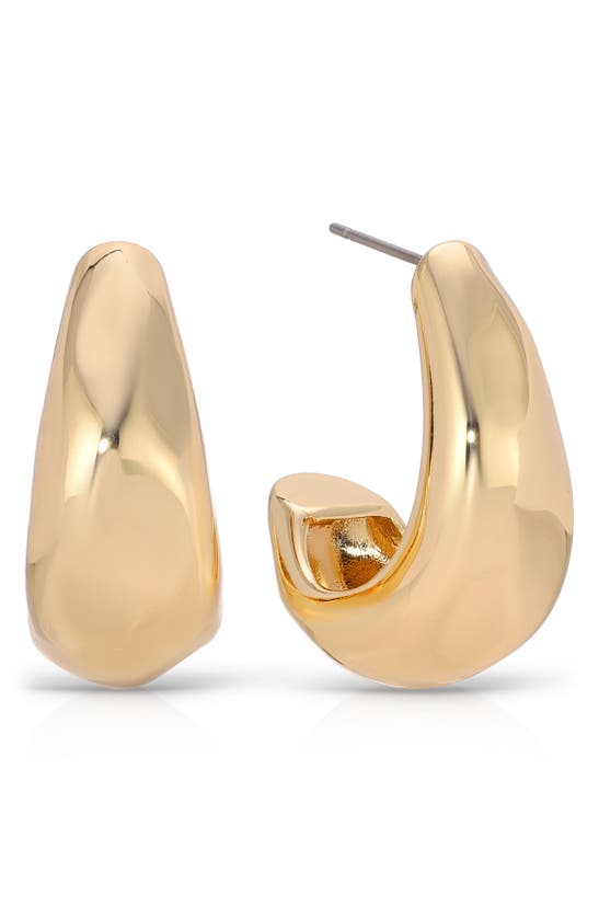 Ettika Essential Hammered Hoop Earrings In 18k Gold Plated In Gold