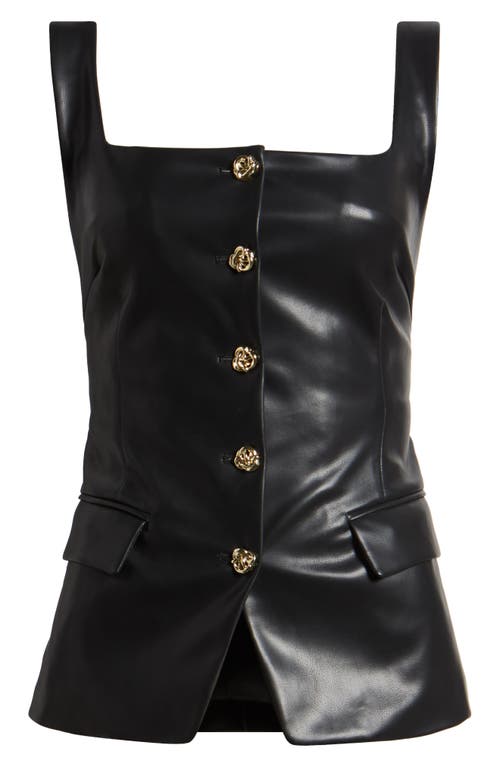 Shop Pixie Market Agatha Faux Leather Vest In Black