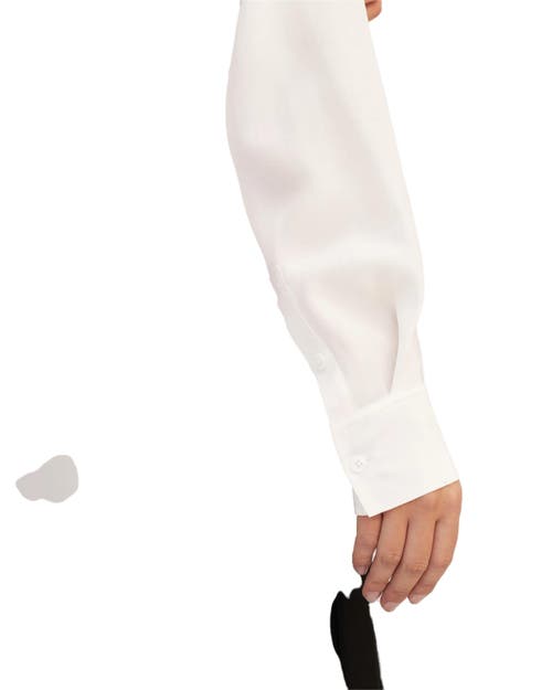 Lilysilk Drop Shoulders Oversize Silk Shirt In Natural White
