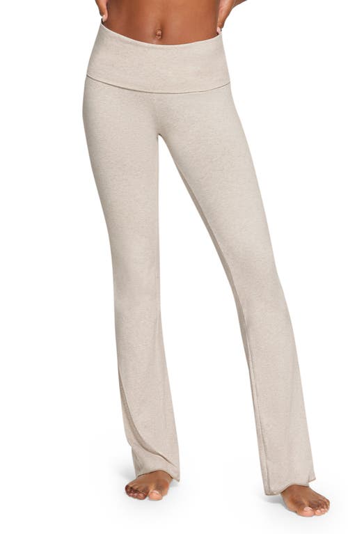 Stretch Cotton Jersey Foldover Pants in Heather Oatmeal