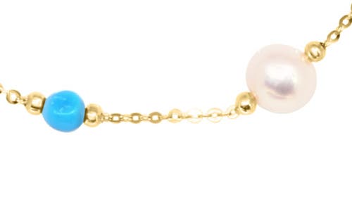 Effy Turquoise & Freshwater Pearl Station Necklace In Gold Multi