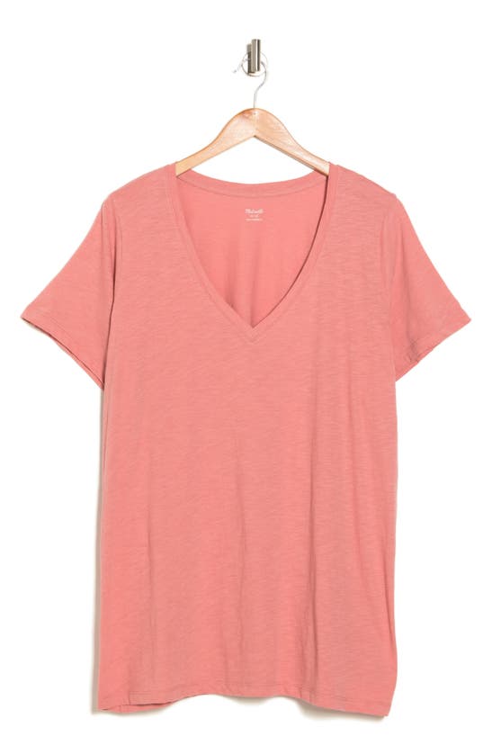 Madewell V-neck Short Sleeve T-shirt In Misty Rose