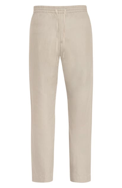 Allsaints Luckett Straight Leg Cotton & Linen Pants In Clay Grey