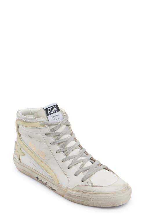 Golden Goose Slide High Top Trainer In White/yellow