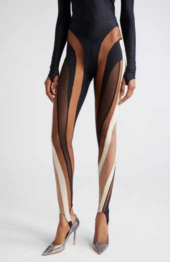 Mugler: Burgundy Spiral Leggings