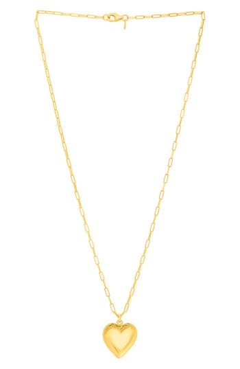 Karat Rush Paperclip Chain Heart Pendant Necklace In Yellow