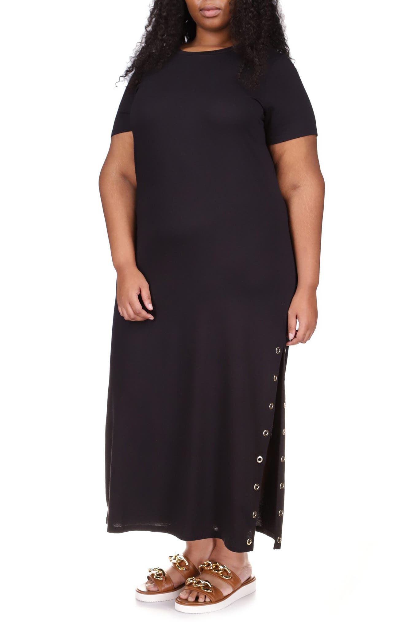 Michael Kors Grommet T-Shirt Dress in Black