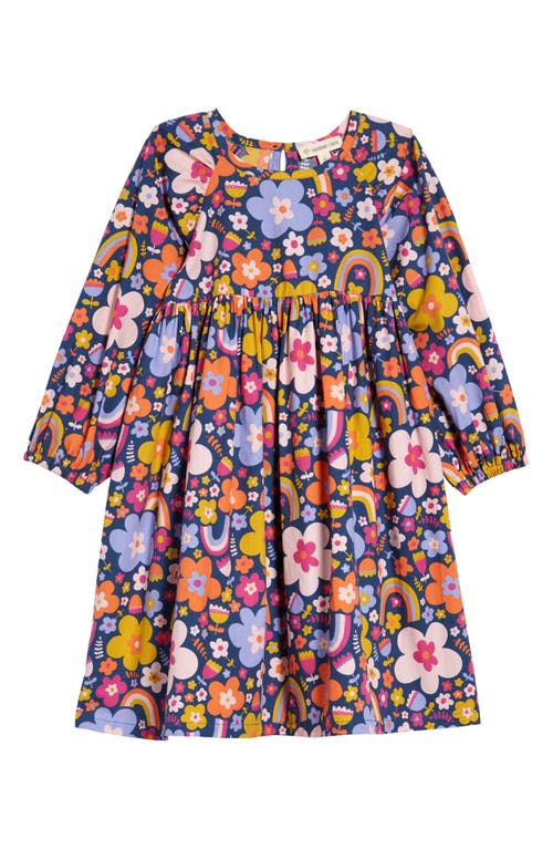 Tucker + Tate Kids' Floral Print Cotton Dress in Navy Denim Rainbow Flowers