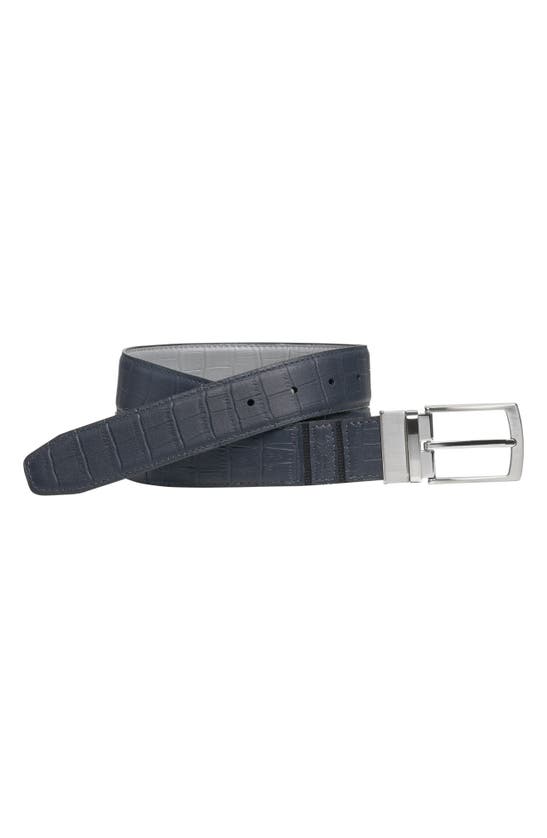 Johnston & Murphy Xc4 Reversible Waterproof Leather Golf Belt In Blue/gray
