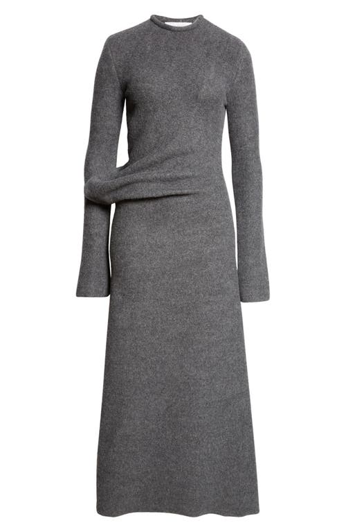 Shop Gia Studios Folded Long Sleeve Wool & Cotton Sweater Dress In Dark Grey