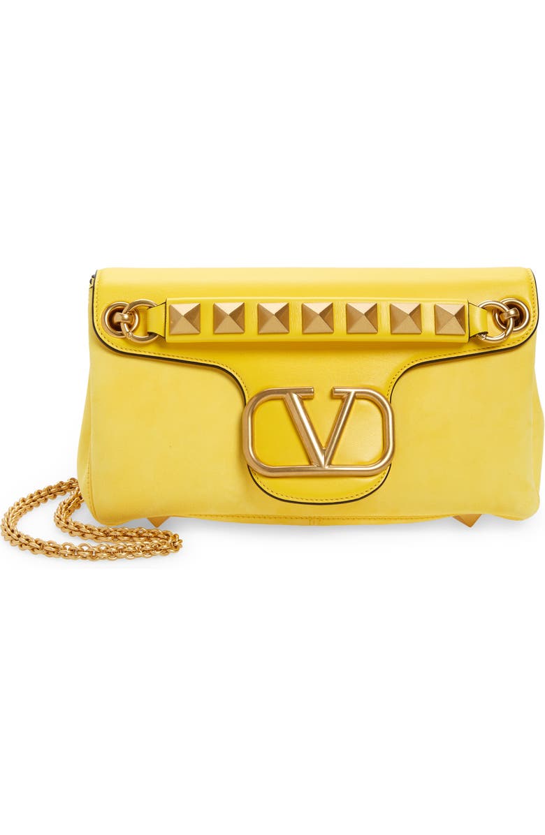 Valentino Garavani Stud Sign VLOGO Leather Shoulder Bag, Main, color, 