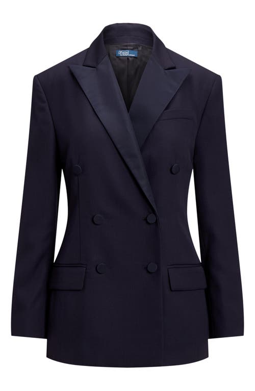 Shop Polo Ralph Lauren Wool Double Breasted Jacket In Navy