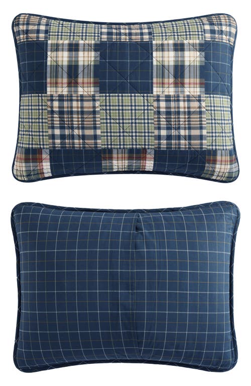 Eddie Bauer Madrona Plaid Cotton Quilt 3-piece Set In Navy/green