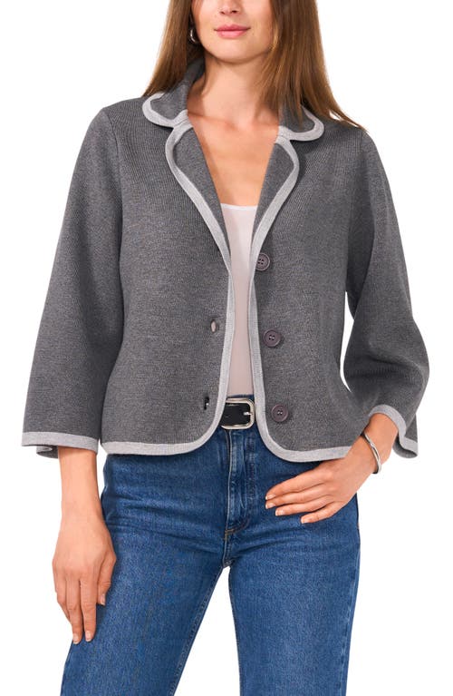 Shop Vince Camuto Contrast Trim Sweater Jacket In Medium Heather Grey