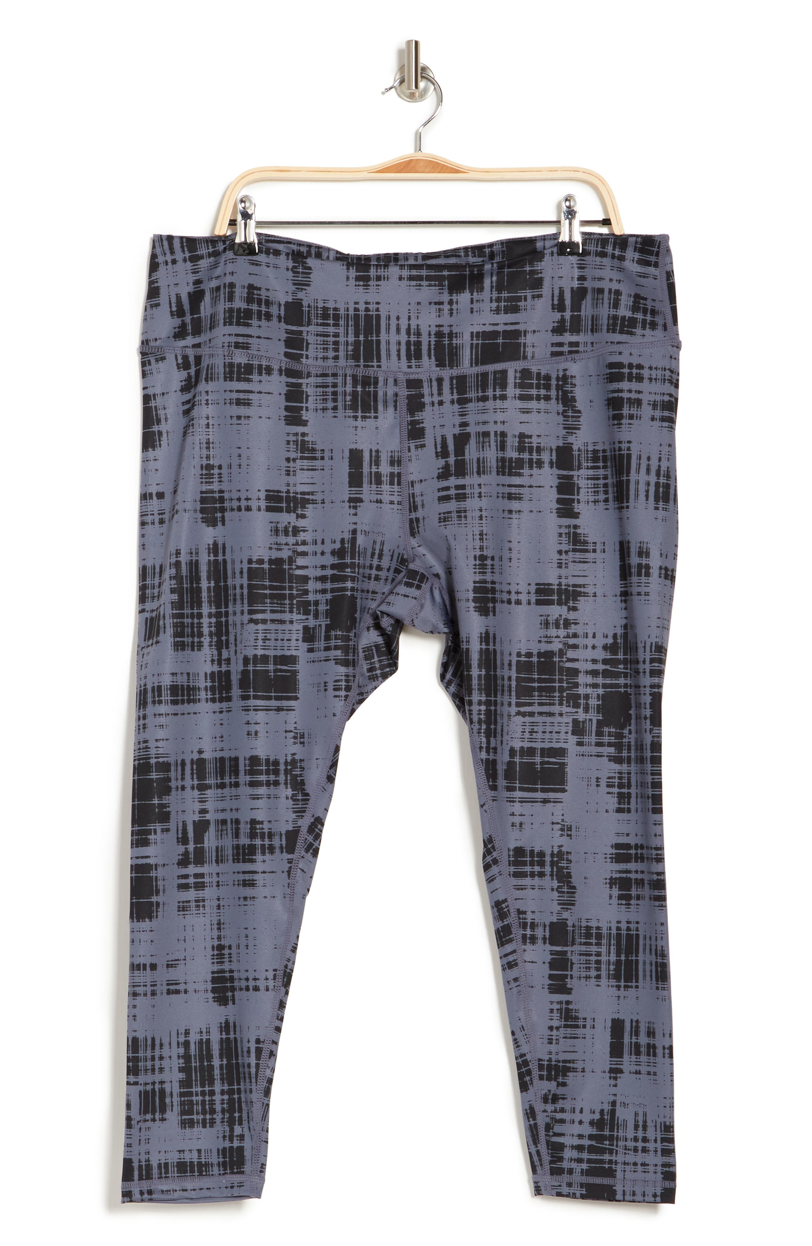 Z By Zella Daily High Waisted 7/8 Leggings In Grey Folkstone Plaid Print
