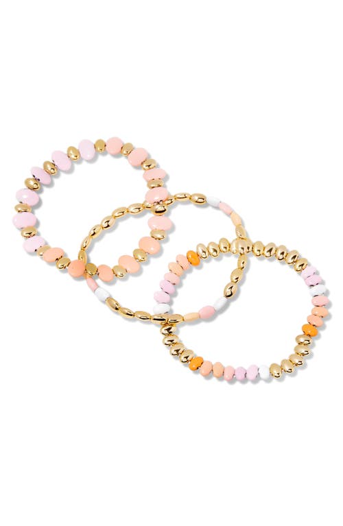 Brook & York Brook And York Monterey Set Of 3 Beaded Bracelets In Gold/ Pink