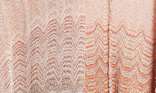 Shop Missoni Metallic Stripe Knit Cape In Peach Multi Var 0002