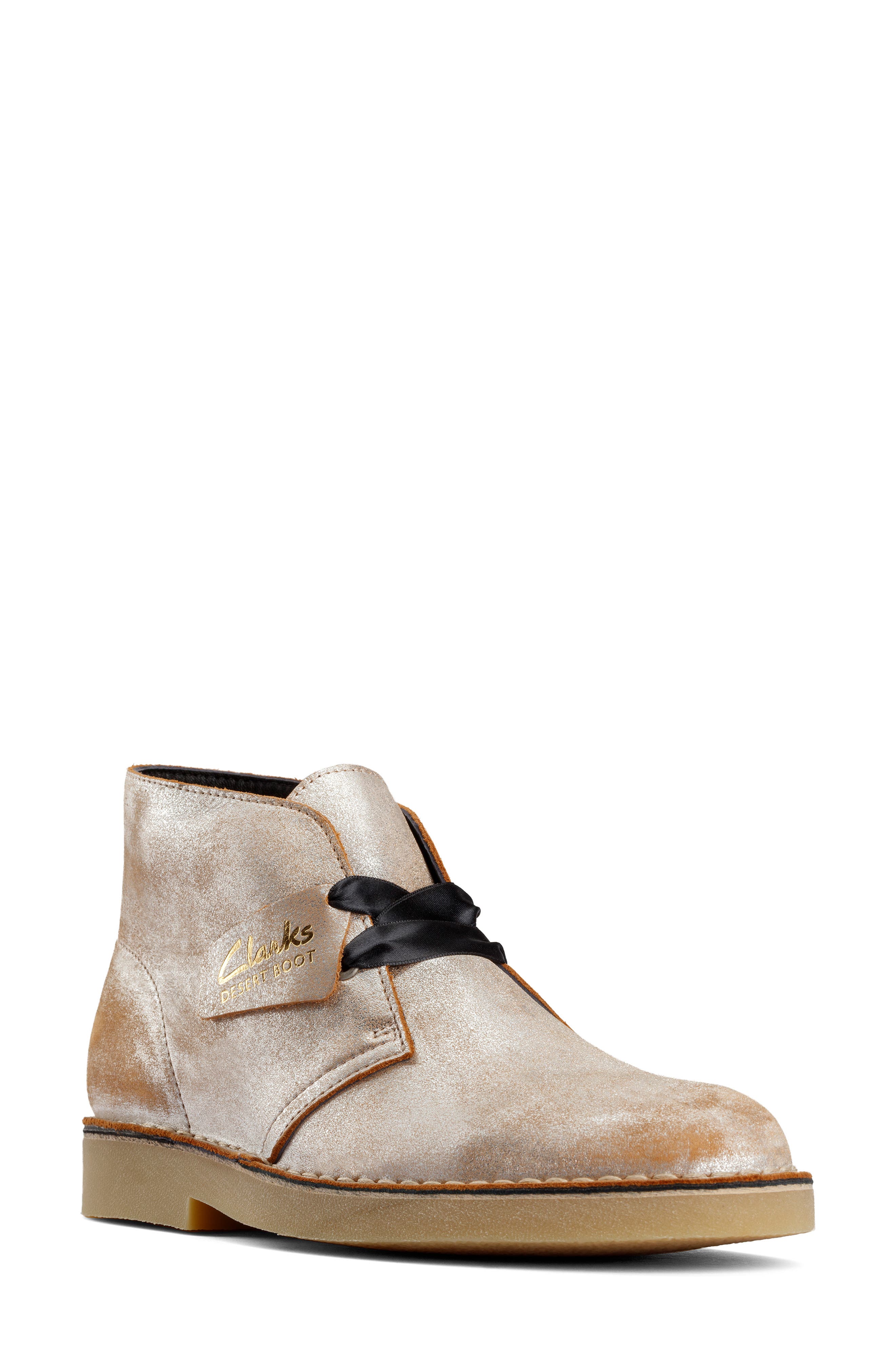clarks desert boots silver