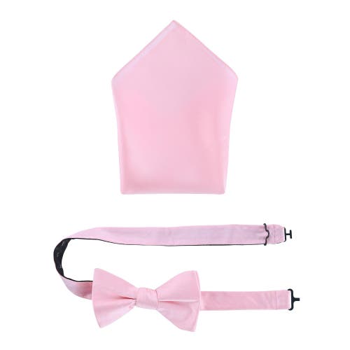 Trafalgar Sutton Solid Color Silk Bowtie And Pocket Square Combo In Pink