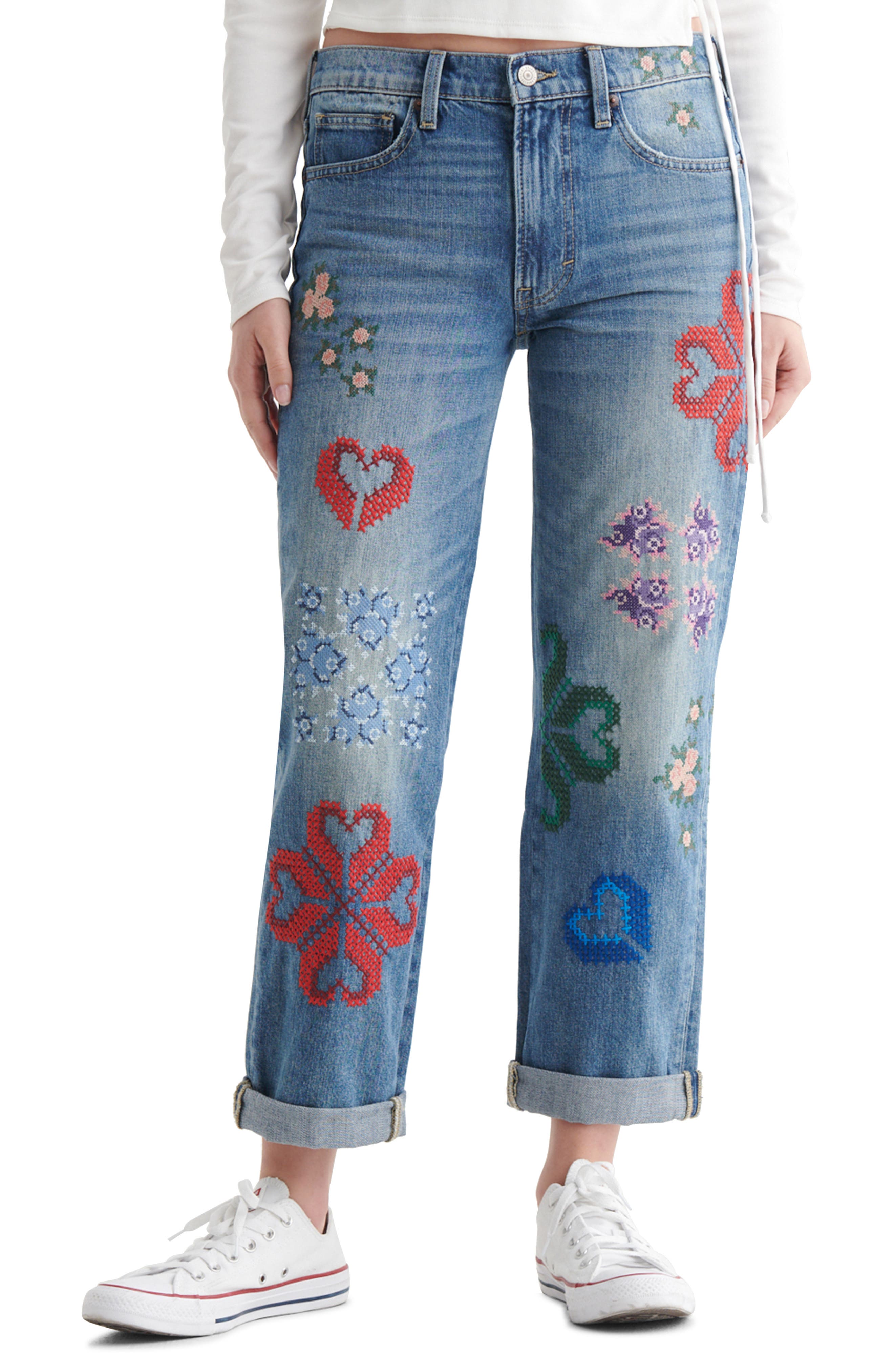 Lucky brand embroidered jeans Clearance