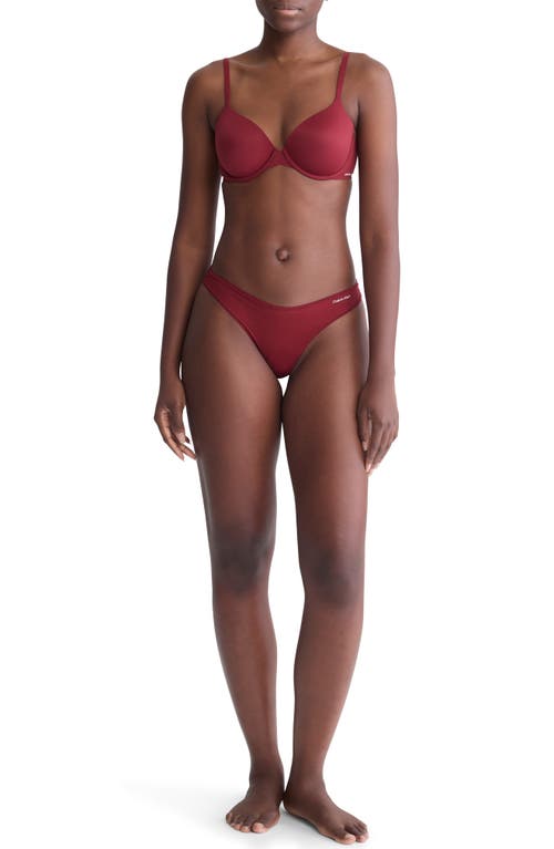 Shop Calvin Klein Ideal Microfiber Thong In Geq Syrah