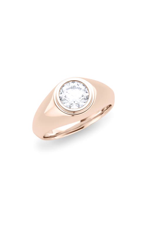 HauteCarat Men's Round Brilliant Lab Created Diamond Signet Ring in Rose Gold at Nordstrom