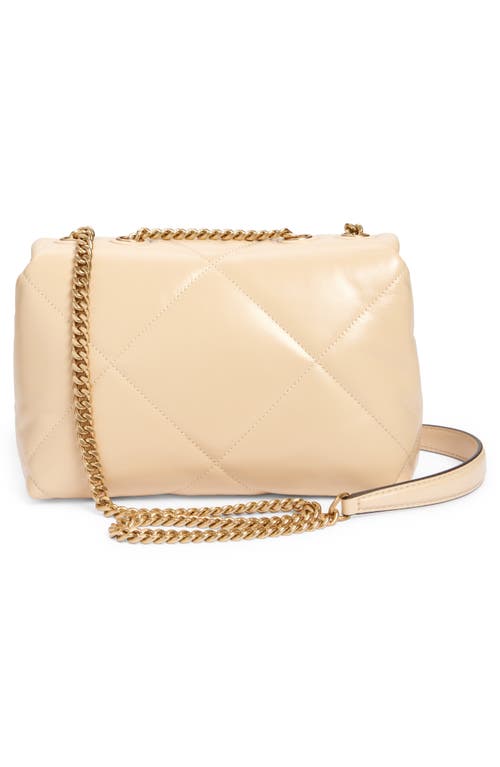 Shop Tory Burch Small Kira Diamond Quilted Convertible Leather Shoulder Bag In Vanilla Soft Serve