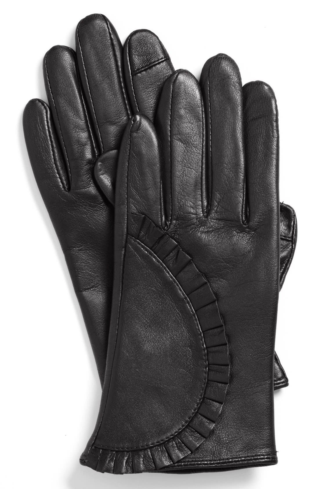 Echo 'Touch' Ruffled Leather Gloves Nordstrom