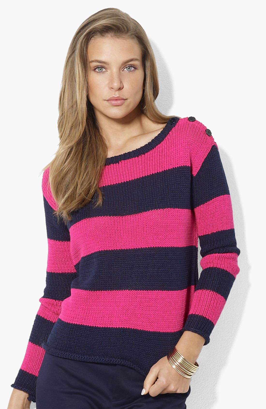 lauren ralph lauren striped short sleeve sweater