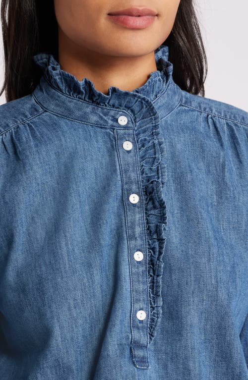 Caslonr Caslon(r) Ruffle Chambray Top In Dark Wash