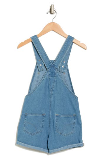 Joe's Kids' Ruffle Sleeve Top & Denim Shortalls Set In Pink/blue