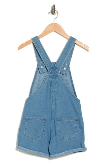 Joe's Kids' Ruffle Sleeve Top & Denim Shortalls Set In Blue