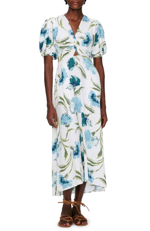 Diane von Furstenberg Marjorie Floral Puff Sleeve Dress Dianthus Large Lg Blue at Nordstrom,