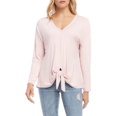 Karen Kane Drop Shoulder Tie Front Top, Pink