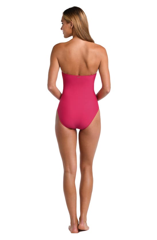 Shop L Agence Aubrey Ruched One-piece Swimsuit In Berry