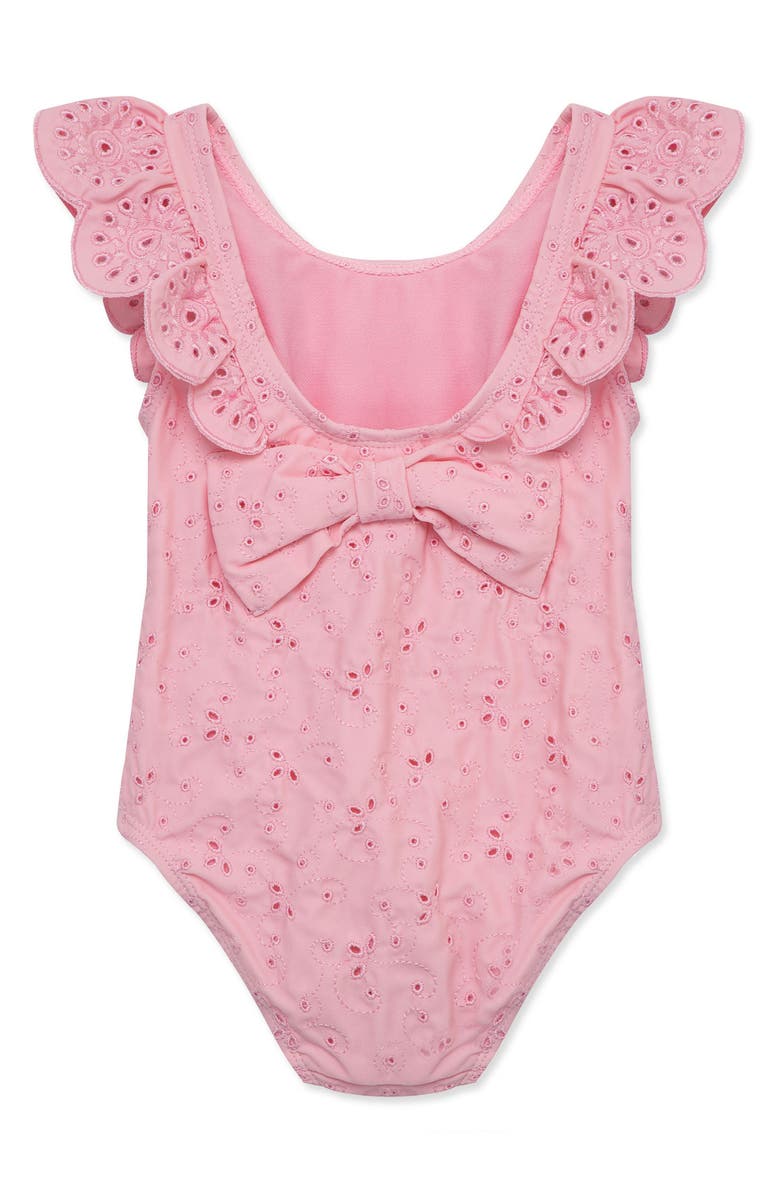 Little Me Eyelet Embroidered One-Piece Swimsuit | Nordstrom