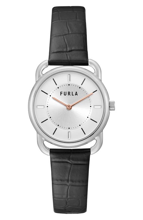Furla Sleek Leather Strap Watch, 33mm In Metallic