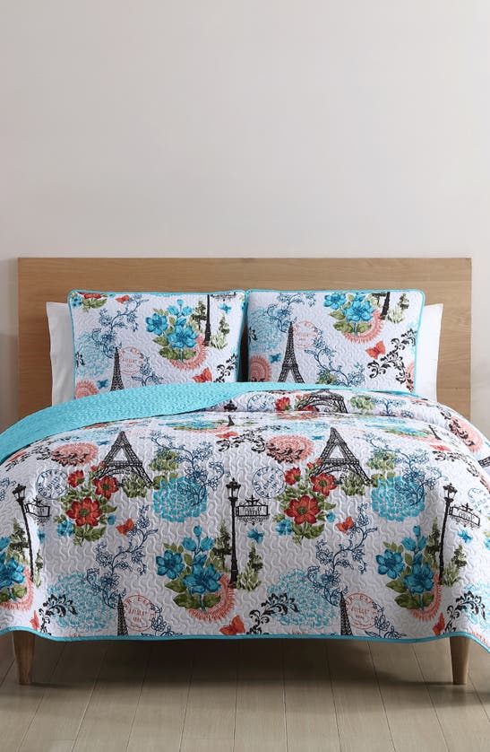 Vcny Home Eiffel Reversible Quilt Set In Blue