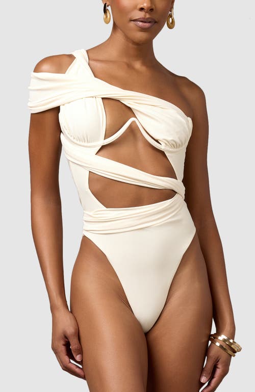 Shop Mbm Swim Bella One-piece Swimsuit In Cream