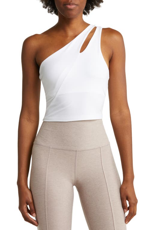 Beyond Yoga Your Mind One-Shoulder Crop Tank in Cloud White