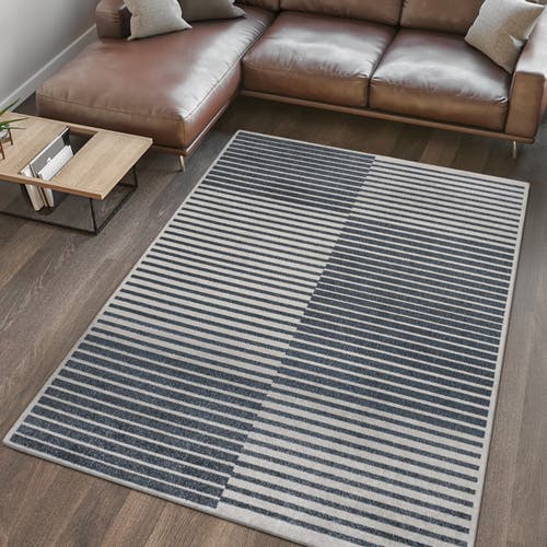 Jonathan Y Shutter Minimalist Striped Plaid Machine-washable Area Rug In Dark Gray/cream