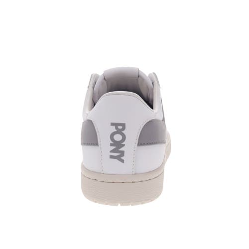 Pony Mens M-80 Low Genuine Leather Premium Lace Up Athletic Sneaker Shoe In White/grey/off White